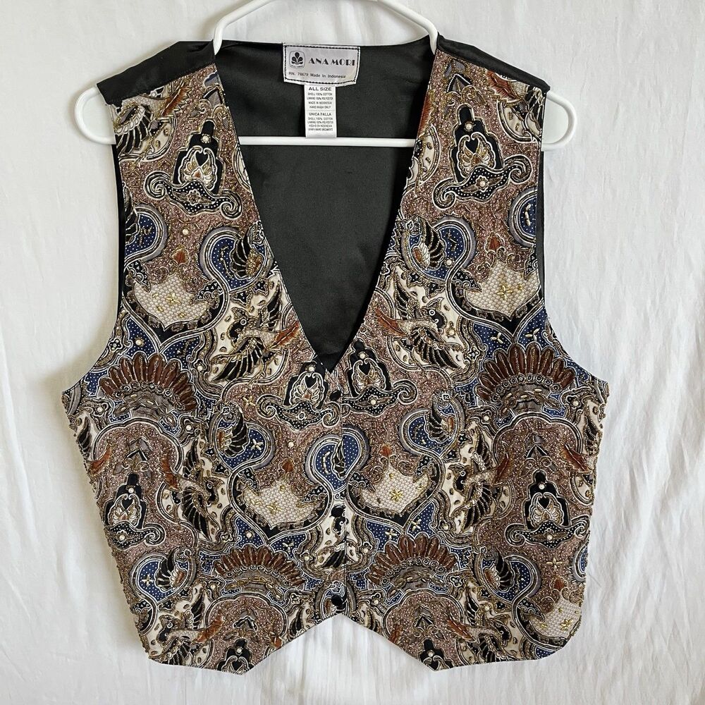 Ana Mori Women's beaded vest Made in Indonesia All size